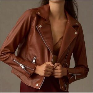 By Anthropologie The Saige Faux Leather Moto Jacket Size M
